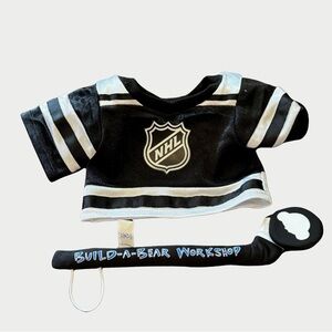 Build-a-Bear NHL Black and White Jersey Top & Hockey Stick